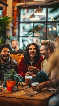 A joyful coffee gathering